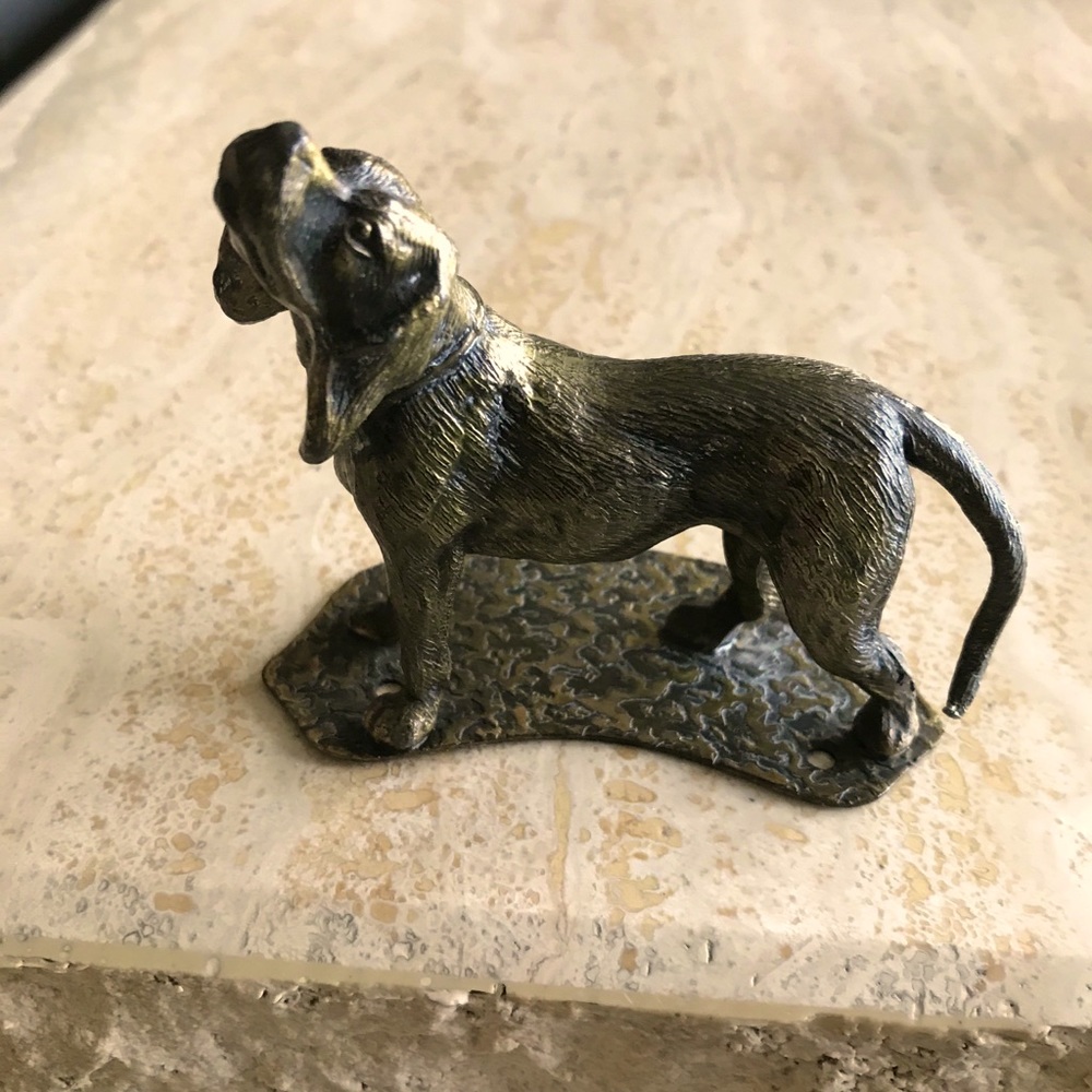 ANTIQUE/VINTAGE SOLID BRASS DETAILED HUNTING DOG